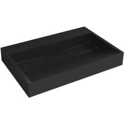CERANO - Umyvadlo z litého mramoru Vita - nástěnné i na desku - černá matná - 70x46  (CER-479866)