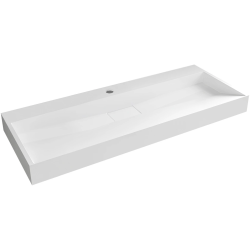 CERANO - Umyvadlo z litého mramoru Vita - nástěnné i na desku - otvor pro baterii - bílá lesklá - 100x46  (CER-479887)