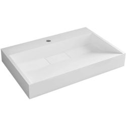 CERANO - Umyvadlo z litého mramoru Vita - nástěnné i na desku - otvor pro baterii - bílá lesklá - 60x37  (CER-479863)