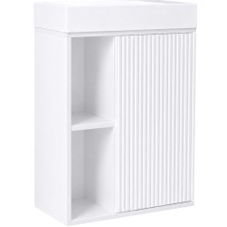 CERANO - Umyvadlová skříňka pro WC Sofia - bílá matná + umyvadlo z litého mramoru Sofia - bílá lesklá - 50x70x25  (CER-468818)