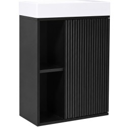 CERANO - Umyvadlová skříňka pro WC Sofia - černá matná + umyvadlo z litého mramoru Sofia - bílá matná - 50x70x25  (CER-092944)