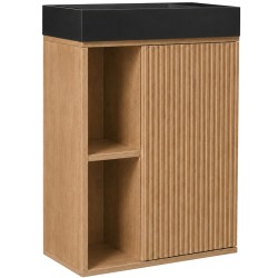 CERANO - Umyvadlová skříňka pro WC Sofia - dub medový + umyvadlo z litého mramoru Sofia - černá matná - 50x70x25  (CER-339319)