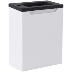 CERANO - Umyvadlová skříňka pro WC Sora - bílá matná  + umyvadlo z lit. mramoru - černá matná - 40x57,5x22  (CER-999992)