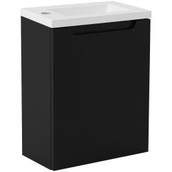 CERANO - Umyvadlová skříňka pro WC Sora - černá matná + umyvadlo z lit. mramoru - bílá matná - 40x57,5x22  (CER-999983)