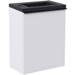 CERANO - Umyvadlová skříňka pro WC Zola - bílá matná + umyvadlo z lit. mramoru -  černá matná - 40x55x23,5  (CER-999995)
