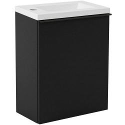 CERANO - Umyvadlová skříňka pro WC Zola - černá matná + umyvadlo z lit. mramoru -  bílá matná - 40x55x23,5  (CER-999986)