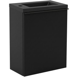 CERANO - Umyvadlová skříňka pro WC Zola - černá matná + umyvadlo z lit. mramoru -  černá matná - 40x55x23,5  (CER-999996)