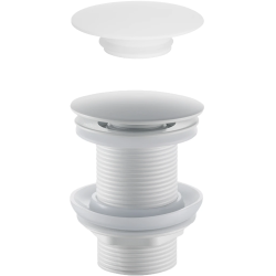 CERANO - Umyvadlová výpusť - 5/4“ click-clack bez přepadu + kryt z litého mramoru - nerez - 10/60mm - bílá matná (CER-431752)