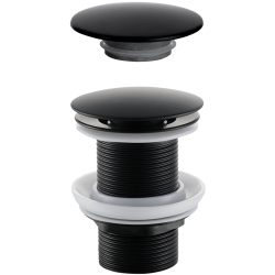 CERANO - Umyvadlová výpusť - 5/4“ click-clack bez přepadu + kryt z litého mramoru - nerez - 10/60mm - černá matná (CER-431746)