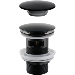 CERANO - Umyvadlová výpusť - 5/4“ click-clack s přepadem + kryt z litého mramoru - nerez - 25/60mm -  černá matná (CER-431749)