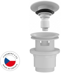 CERANO - Umyvadlová výpusť - 5/4“ click-clack s přepadem - neuzavíratelná - plast - 35/50mm - bílá matná (CER-978791)