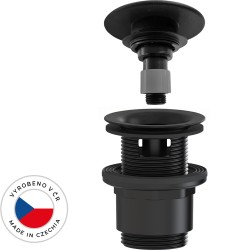CERANO - Umyvadlová výpusť - 5/4“ click-clack s přepadem - neuzavíratelná - plast - 35/50mm - černá matná (CER-978792)