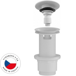 CERANO - Umyvadlová výpusť - 5/4“ click-clack s přepadem - neuzavíratelná - plast - 67/82mm - bílá matná (CER-978795)