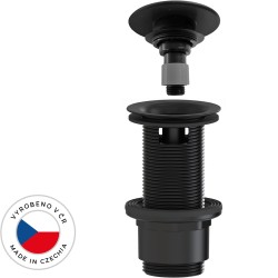 CERANO - Umyvadlová výpusť - 5/4“ click-clack s přepadem - neuzavíratelná - plast - 67/82mm - černá matná (CER-978796)
