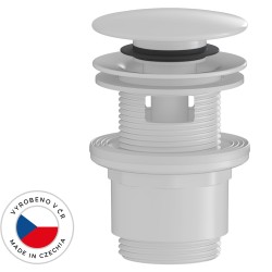 CERANO - Umyvadlová výpusť - 5/4“ click-clack s přepadem - plast - 35/50mm - bílá lesklá (CER-676603)