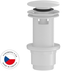 CERANO - Umyvadlová výpusť - 5/4“ click-clack s přepadem - plast - 67/82mm - bílá lesklá (CER-676615)
