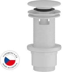 CERANO - Umyvadlová výpusť - 5/4“ click-clack s přepadem - plast - 67/82mm - bílá matná (CER-676606)