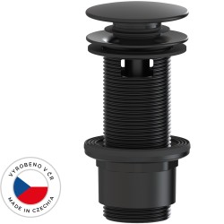CERANO - Umyvadlová výpusť - 5/4“ click-clack s přepadem - plast - 67/82mm - černá matná (CER-676609)