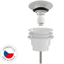 CERANO - Umyvadlová výpusť - 5/4“ click-clack - univerzální - neuzavíratelná - plast - bílá lesklá (CER-978788)