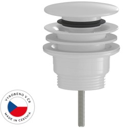 CERANO - Umyvadlová výpusť - 5/4“ click-clack - univerzální - plast - bílá lesklá (CER-676627)