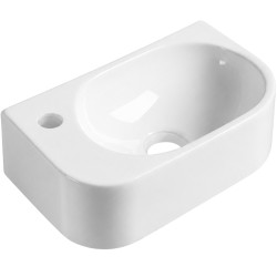 CERANO - Umývátko keramické  Nela - závěsné levé - bílá lesklá - 40x21,5  (CER-680372)