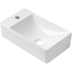 CERANO - Umývátko keramické  Sima - závěsné levé - bílá lesklá - 37,2x21,2  (CER-680376)