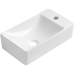 CERANO - Umývátko keramické  Sima - závěsné pravé - bílá lesklá - 37,2x21,2  (CER-680377)