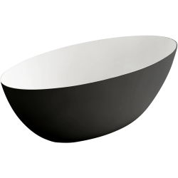 CERANO - Vana z litého mramoru Emilia - volně stojící - černá matná/bílá matná - 180x85x55  (CER-428548)