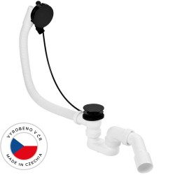 CERANO - Vanová souprava ovládaná bovdenem s napouštěním - SLIM - sifon DN40/50 - zátka 72mm - černá - 61 (CER-199440)