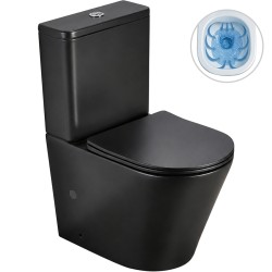 CERANO - WC kombi Carlito, Rimless - DualFlush + Slim/UF sedátko- spodní/zadní odpad - černá matná - 61x36,5  (CER-433866)