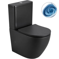 CERANO - WC kombi Cesso, Vortex - vírové splachování + Slim/SoftClose sedátko - spodní/zadní odpad - černá matná - 61,8x38  (CER-680357)
