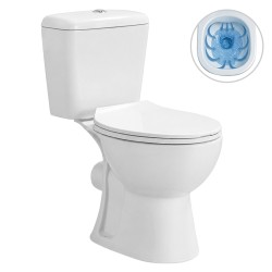 CERANO - WC kombi Dure, Rimless - bezokrajové splachování  + PP sedátko - bílá lesklá - 72x36,5  (CER-667760)