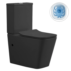 CERANO - WC kombi Forte, Rimless - bezokrajové splachování + Slim/SoftClose sedátko - spodní/zadní odpad- černá matná - 64x36  (CER-538768)