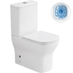 CERANO - WC kombi Hugo, Rimless - bezokrajové splachování + Slim/SoftClose sedátko - spodní/zadní odpad - bílá lesklá - 63,5x35,5  (CER-538759)