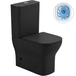 CERANO - WC kombi Hugo, Rimless - bezokrajové splachování + Slim/SoftClose sedátko - spodní/zadní odpad - černá matná - 63,5x35,5  (CER-538762)