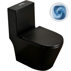 CERANO - WC kombi Marmo, Double Vortex - vírové splachování + Slim/SoftClose sedátko - spodní/zadní odpad - černá matná - 70x36  (CER-680361)