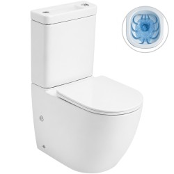 CERANO - WC kombi s umývátkem Cesso, Rimless - bezokrajové splachování  + UF sedátko - spodní/zadní odpad - bílá lesklá - 61,8x38  (CER-680362)