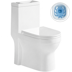 CERANO - WC kombi s umývátkem Hygisink, Rimless - bezokrajové splachování  + UF sedátko - spodní/zadní odpad - bílá lesklá - 71,5x36  (CER-664708)