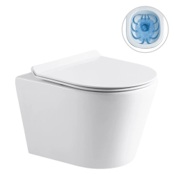 CERANO - WC závěsné Carlito, Rimless + Slim/UF sedátko - bílá lesklá - 48,5x36,5  (CER-417380)