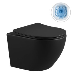 CERANO - WC závěsné Cesso, Rimless + Slim/UF sedátko - černá matná - 49x36  (CER-417350)