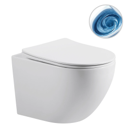 CERANO - WC závěsné Cesso, Vortex - vírové splachování + Slim/SoftClose sedátko - bílá lesklá - 49x36  (CER-476678)