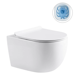 CERANO - WC závěsné Felci, Rimless - bezokrajové splachování + Slim/SoftClose sedátko - bílá lesklá - 53x37  (CER-417377)