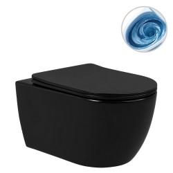 CERANO - WC závěsné Felci, Vortex - vírové splachování + Slim/SoftClose sedátko - černá matná - 55,5x36  (CER-680366)