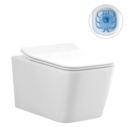 CERANO - WC závěsné Forte, Rimless - bezokrajové splachování + Slim/SoftClose sedátko - bílá lesklá - 51x36  (CER-538747)