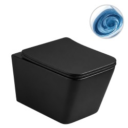 CERANO - WC závěsné Forte, Vortex - vírové splachování + Slim/SoftClose sedátko - černá matná - 52x35  (CER-680368)