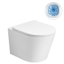 CERANO - WC závěsné Hugo, Vortex - vírové splachování + Slim/SoftClose sedátko - bílá lesklá - 53,5x36  (CER-680363)