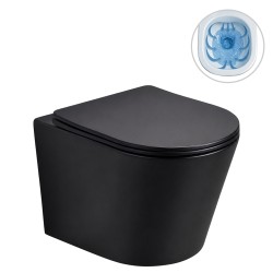CERANO - WC závěsné Hugo, Vortex - vírové splachování + Slim/SoftClose sedátko - černá matná - 53x36  (CER-680364)