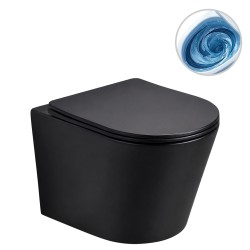 CERANO - WC závěsné Hugo, Vortex - vírové splachování + Slim/SoftClose sedátko - černá matná - 53x36  (CER-680364)
