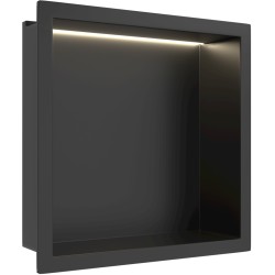CERANO - Zápustná polička/nika do obkladu s LED osvětlením - černá matná - 30x30x10  (CER-002626)