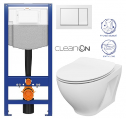 CERSANIT předstěnový instalační systém s bílym tlačítkem K97-516 + WC CERSANIT CLEANON MODUO + SEDÁTKO (K97-526 516 MO1)